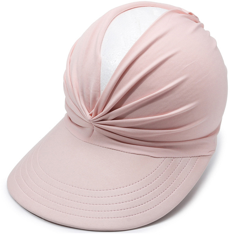 Fabric Sun Visor With Wide Brim Open Top and Solid Color Design Ideal 