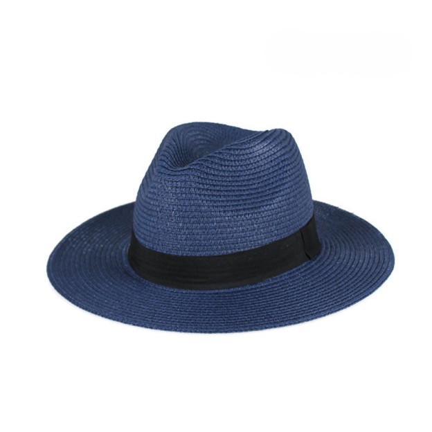 Straw Sun Hat With Wide Brim Flat Crown and Contrast Band Suitable for Vacation Styling