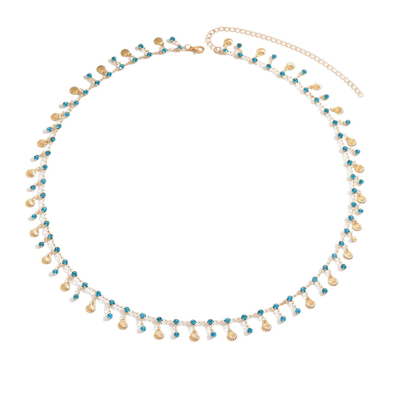 Ocean Style Gold Waist Chain Shell and Turquoise Pendant Summer Beach Jewelry for Women