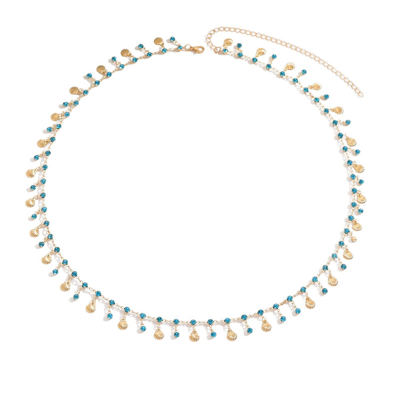 Ocean Style Gold Waist Chain Shell and Turquoise Pendant Summer Beach Jewelry for Women