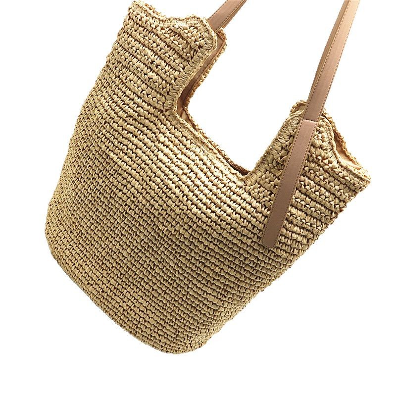 Minimalist Handwoven Shoulder Bag - Versatile Large Capacity Beach Tote