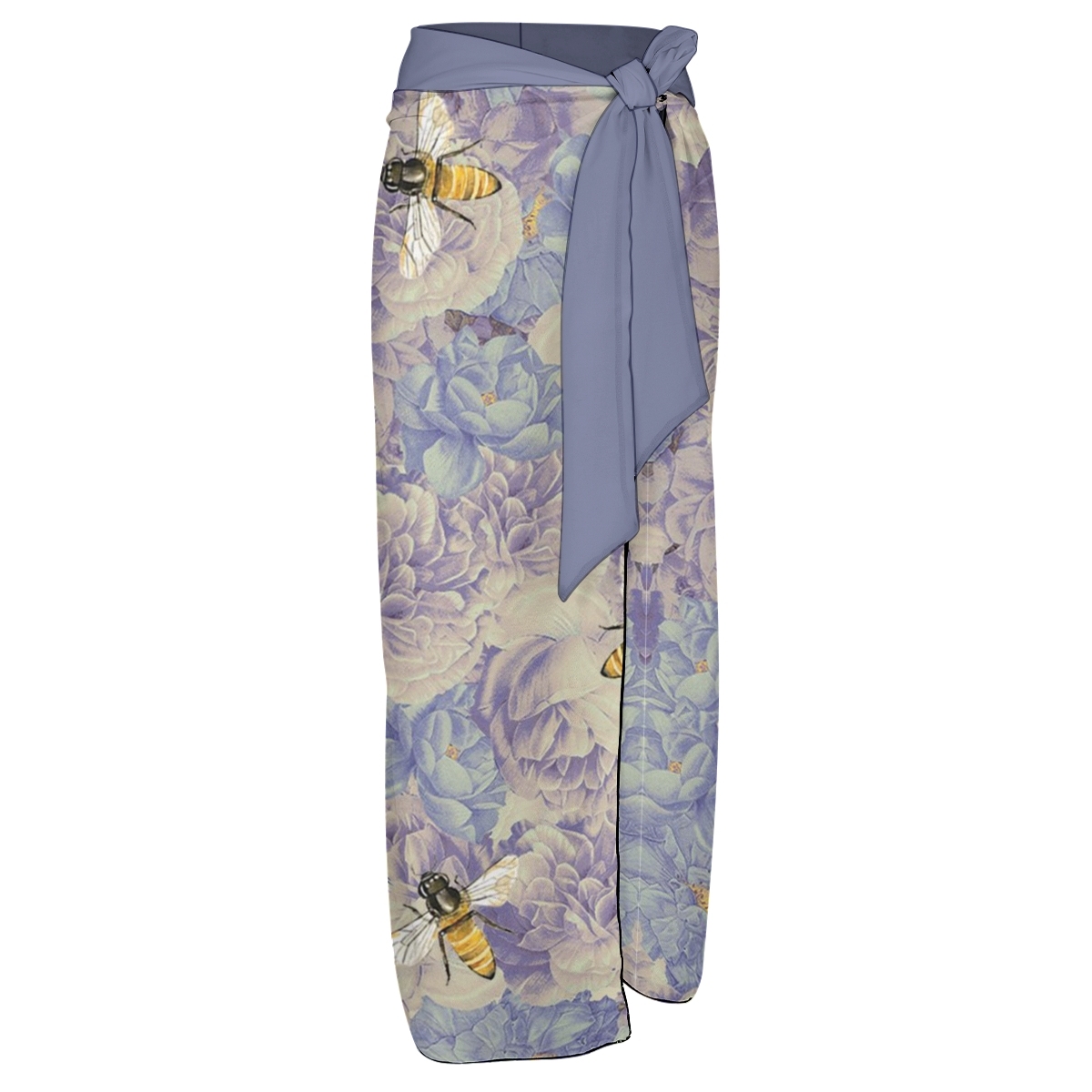 Women's Floral and Bee Print Ruffle Straps One Piece Swimsuit Matching Sarong Skirt