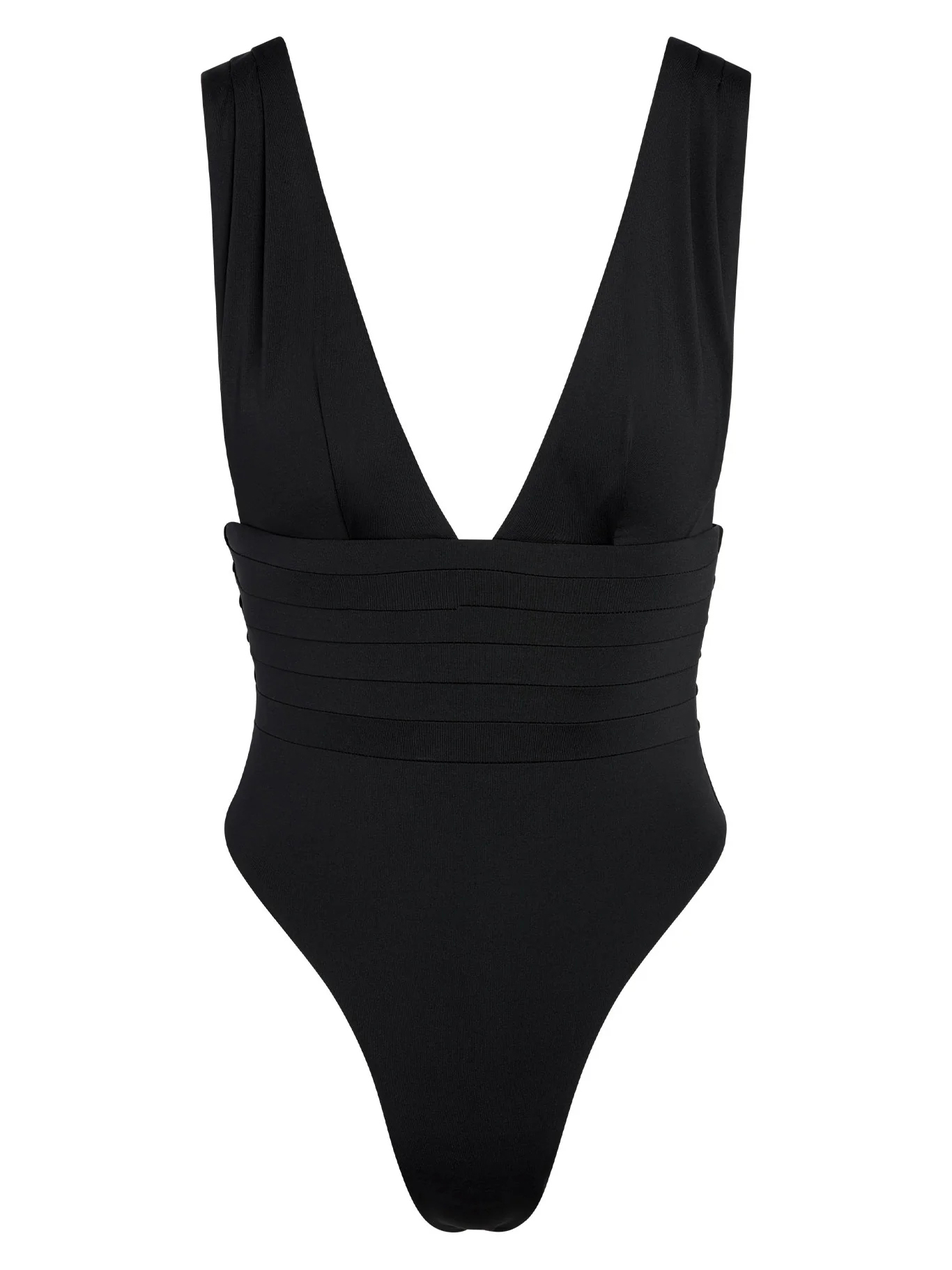 Minimalist Solid Color Deep V djustable Strap Swimsuit