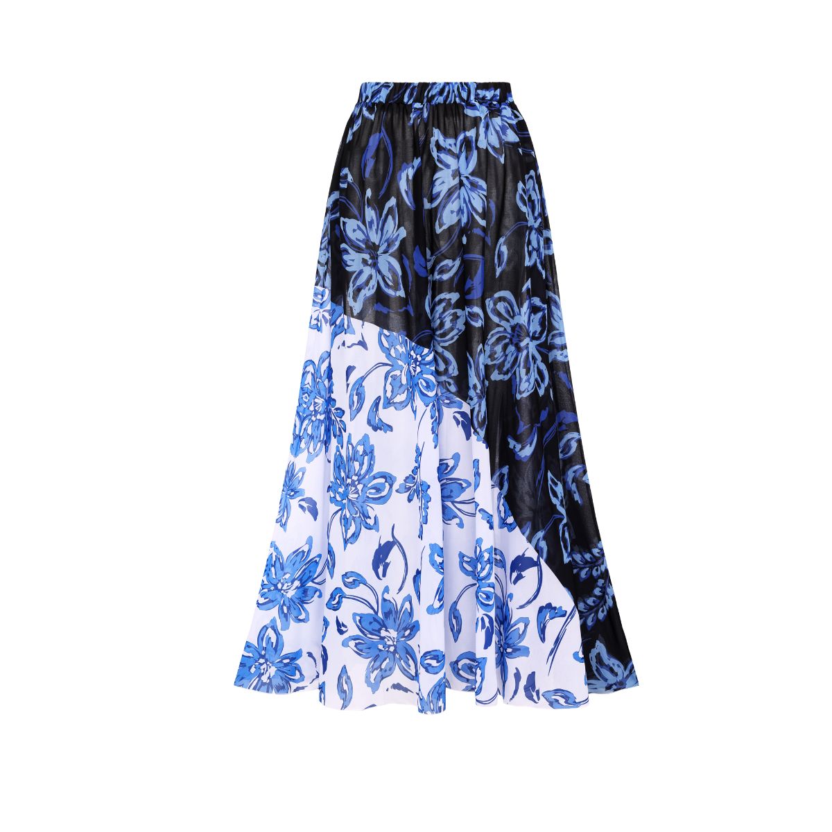 One Shoulder Color Block Printed One Piece Swimsuit and Skirt