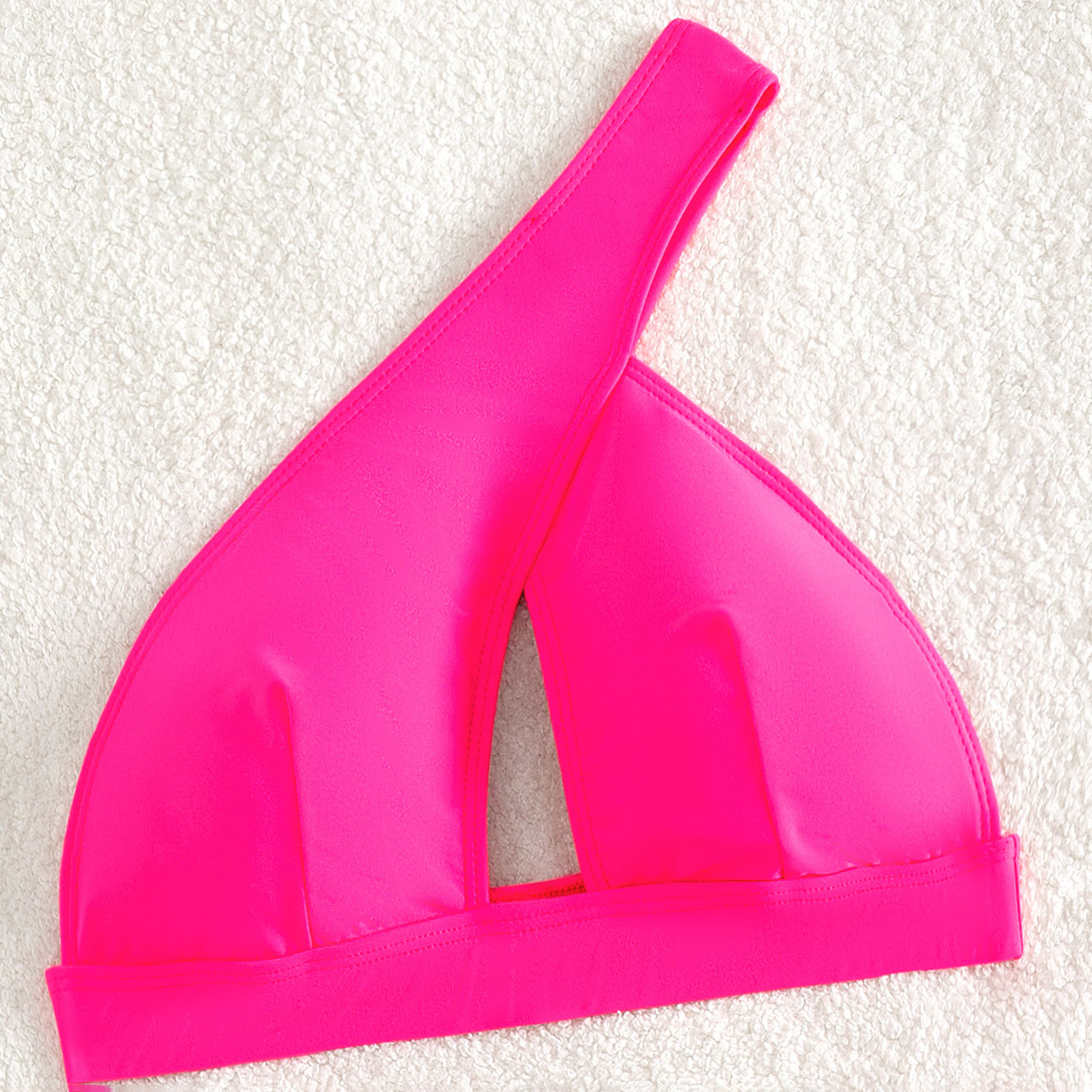 Sexy Solid Color One-Shoulder Two-Piece Swimsuit Set with Fringe Detail