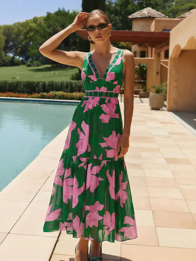 V Neck Printed Swimsuit Set(s)