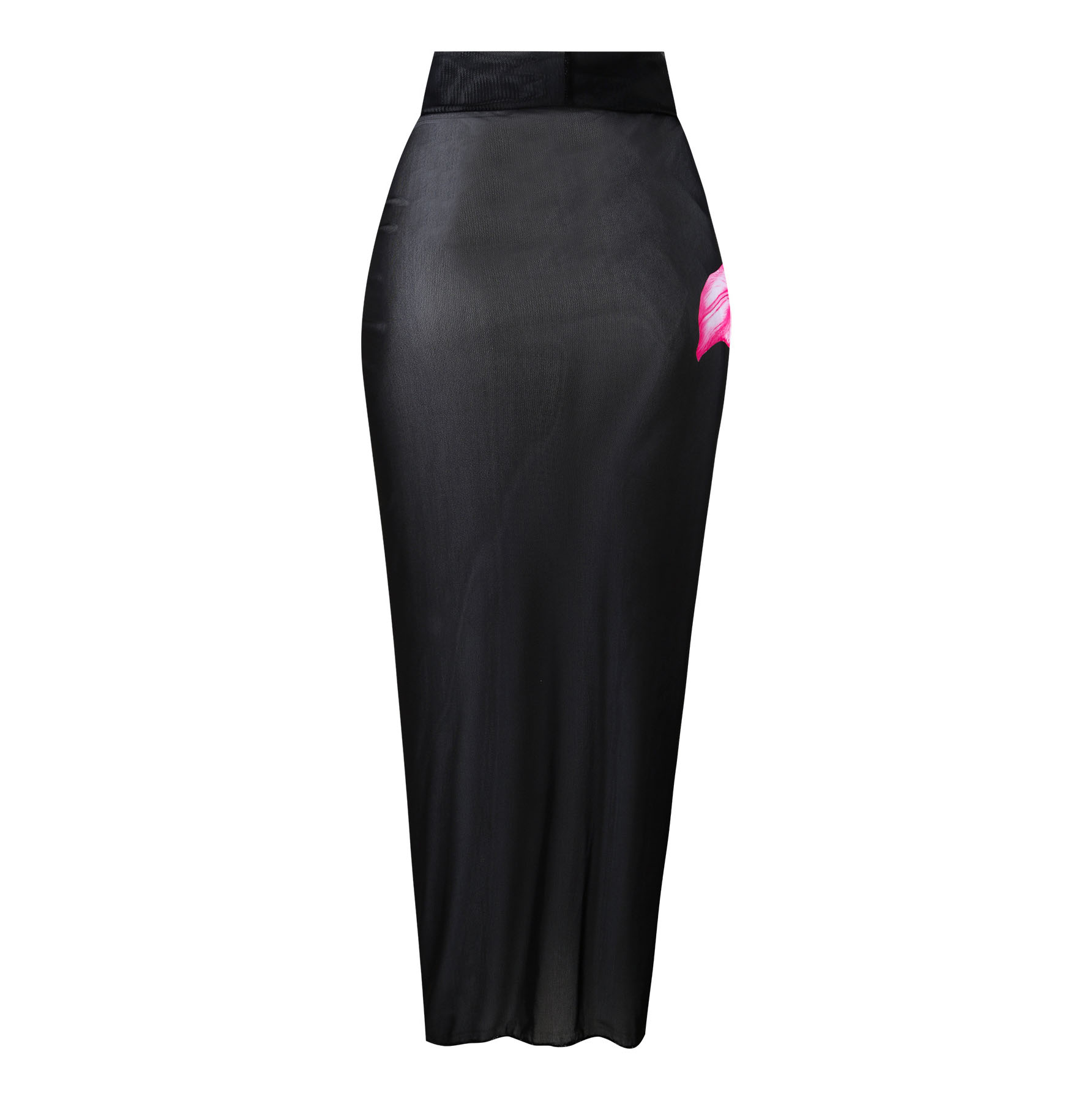 Women's Mesh Swimsuit with Floral Print One-Piece Swimsuit and Matching Maxi Skirt