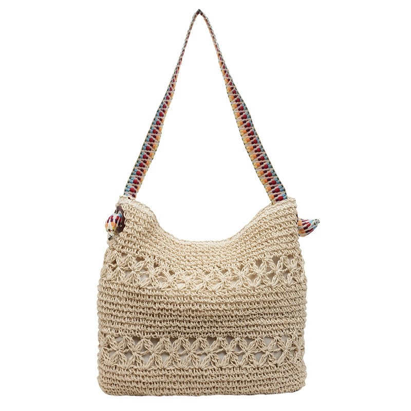 Boho-Chic Woven Straw Commuter Beach Tote Bag