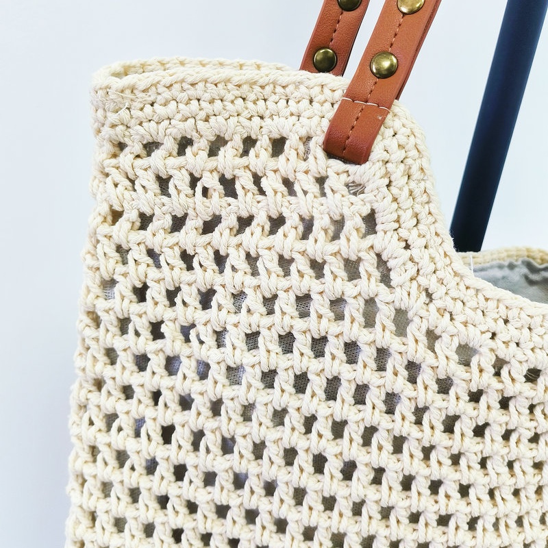 Vacation-Style Woven Large Capacity Tote Shoulder Bag Beach Tote