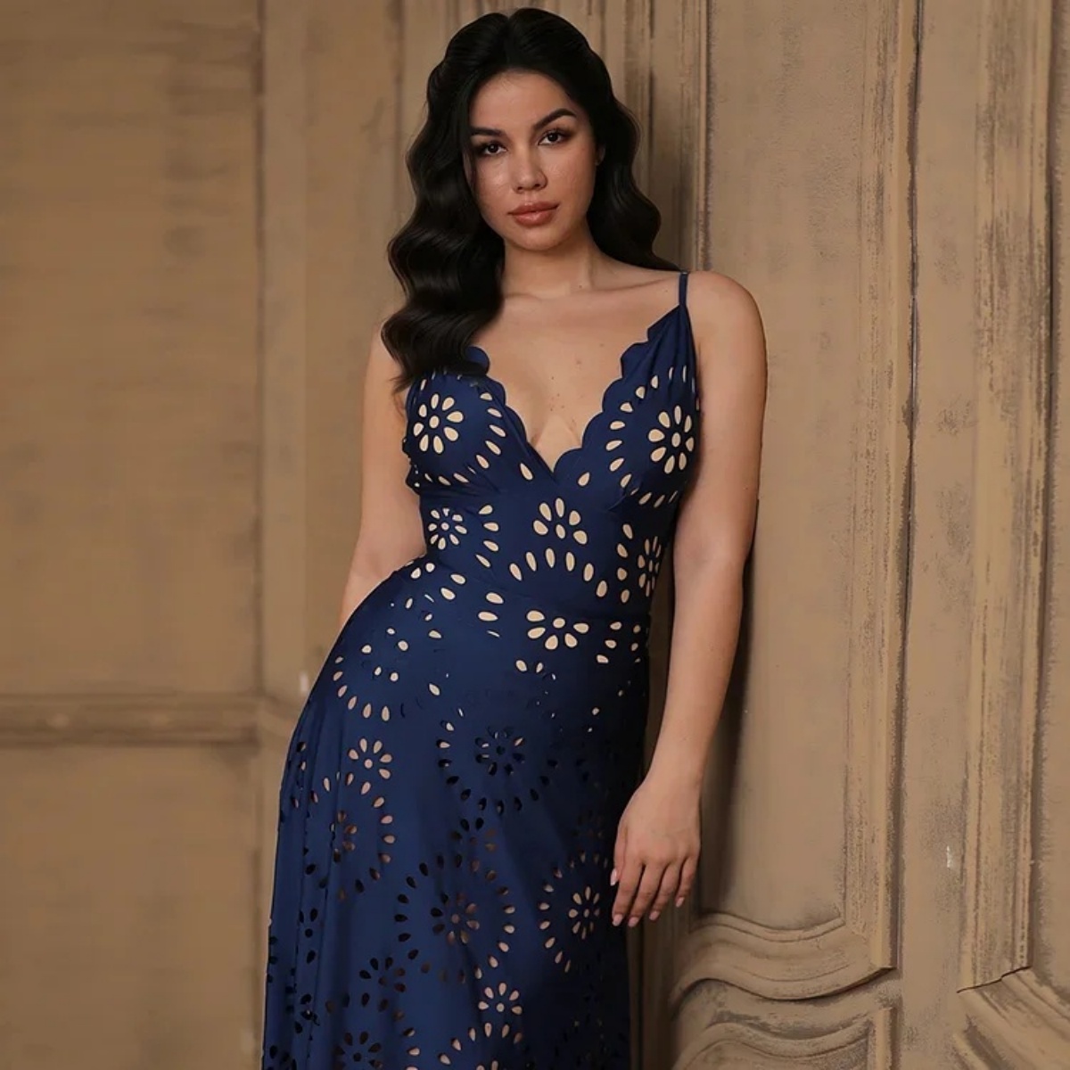 Multi-color Sexy Spaghetti Strap Lace-Up Cutout One-Piece Swimsuit with Matching Long Skirt Cover-Up