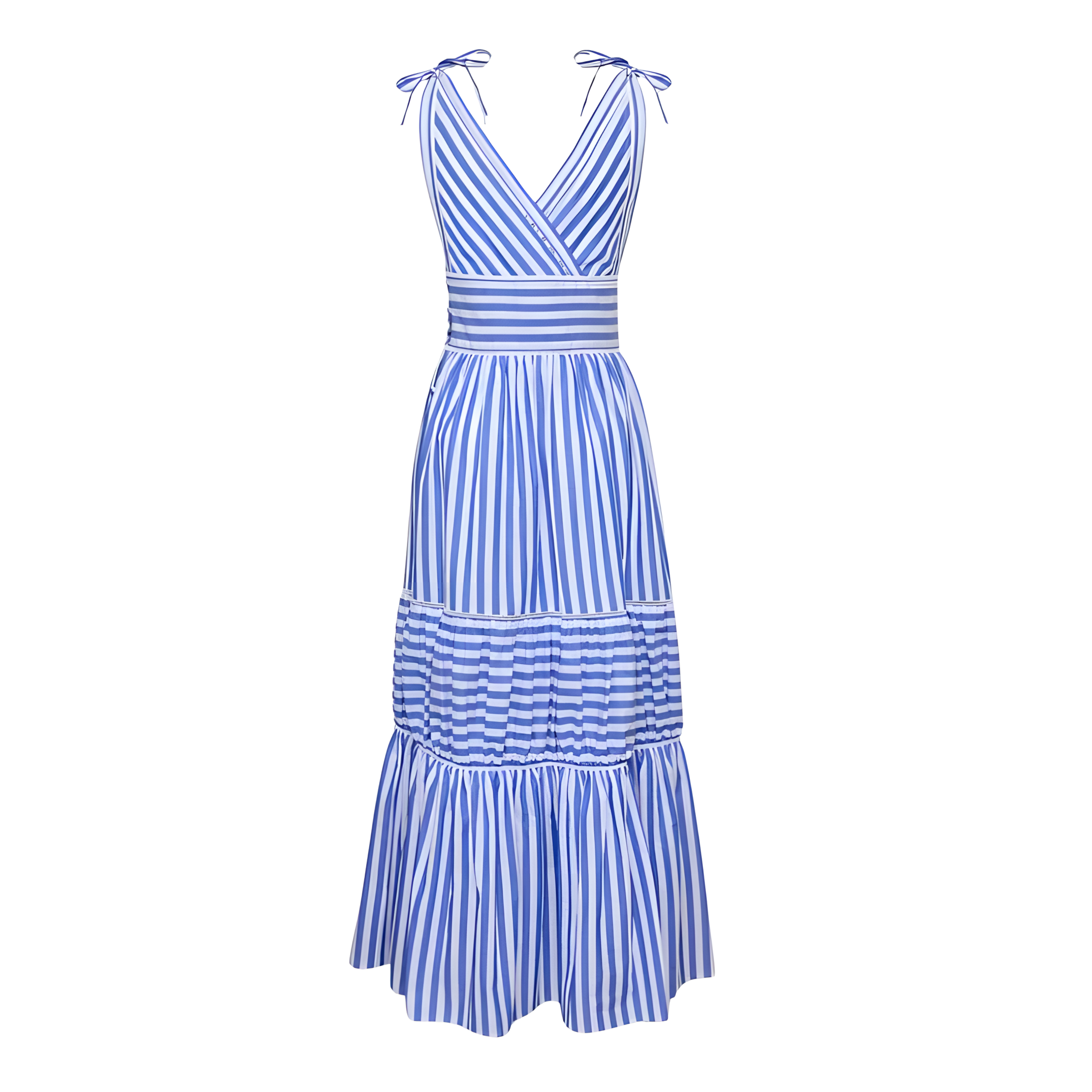Women's Bowknot Striped Print One Piece Swimsuit and Skirt