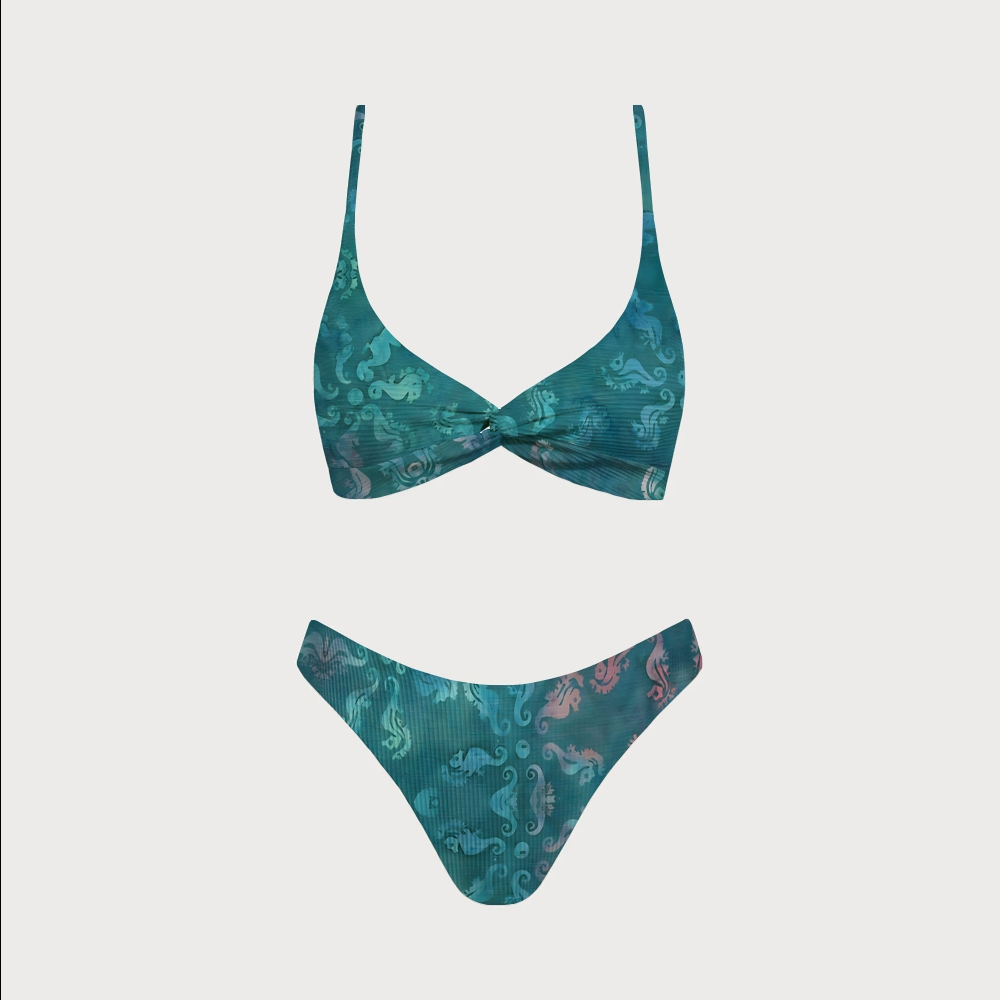 Women's Seahorse Medallion Two-Piece Swimsuit with Skirt