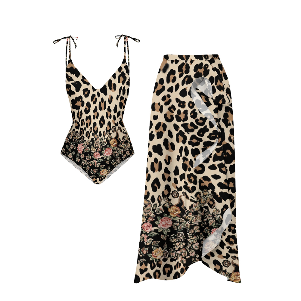 Ruched Leopard Print One Piece Swimsuit