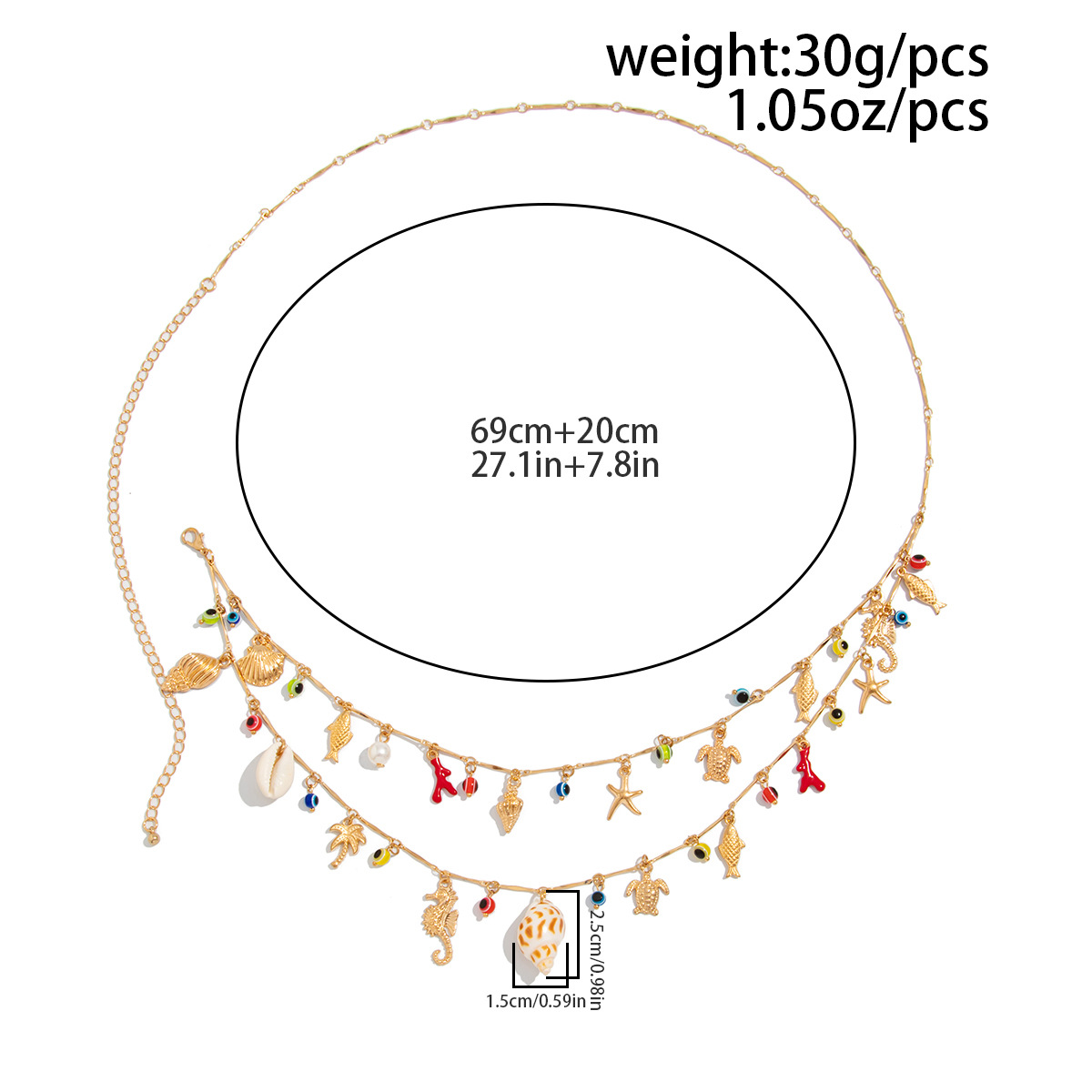 Colorful Ocean Style Waist Chain Star Shell Tassel Pendant Summer Beach Jewelry for Women