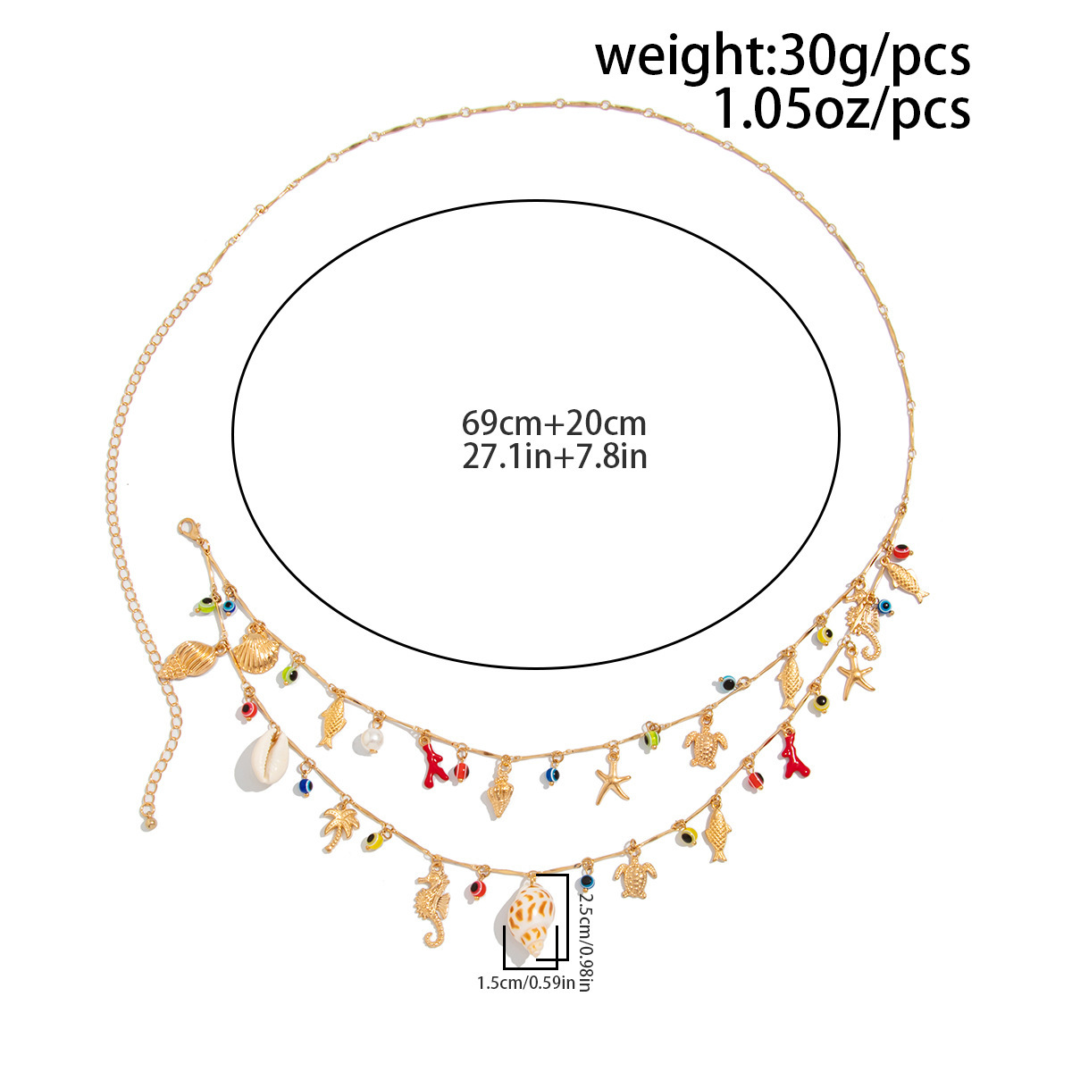 Colorful Ocean Style Waist Chain Star Shell Tassel Pendant Summer Beach Jewelry for Women