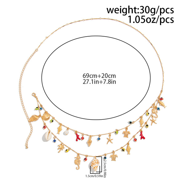 Colorful Ocean Style Waist Chain Star Shell Tassel Pendant Summer Beach Jewelry for Women