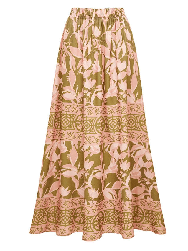 Tropical Floral One-Piece with Wide-Leg Pants and Skirt Set