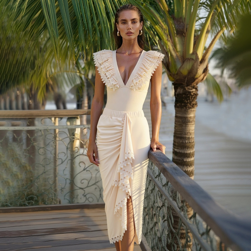 Ruffle Lace One-Piece Set