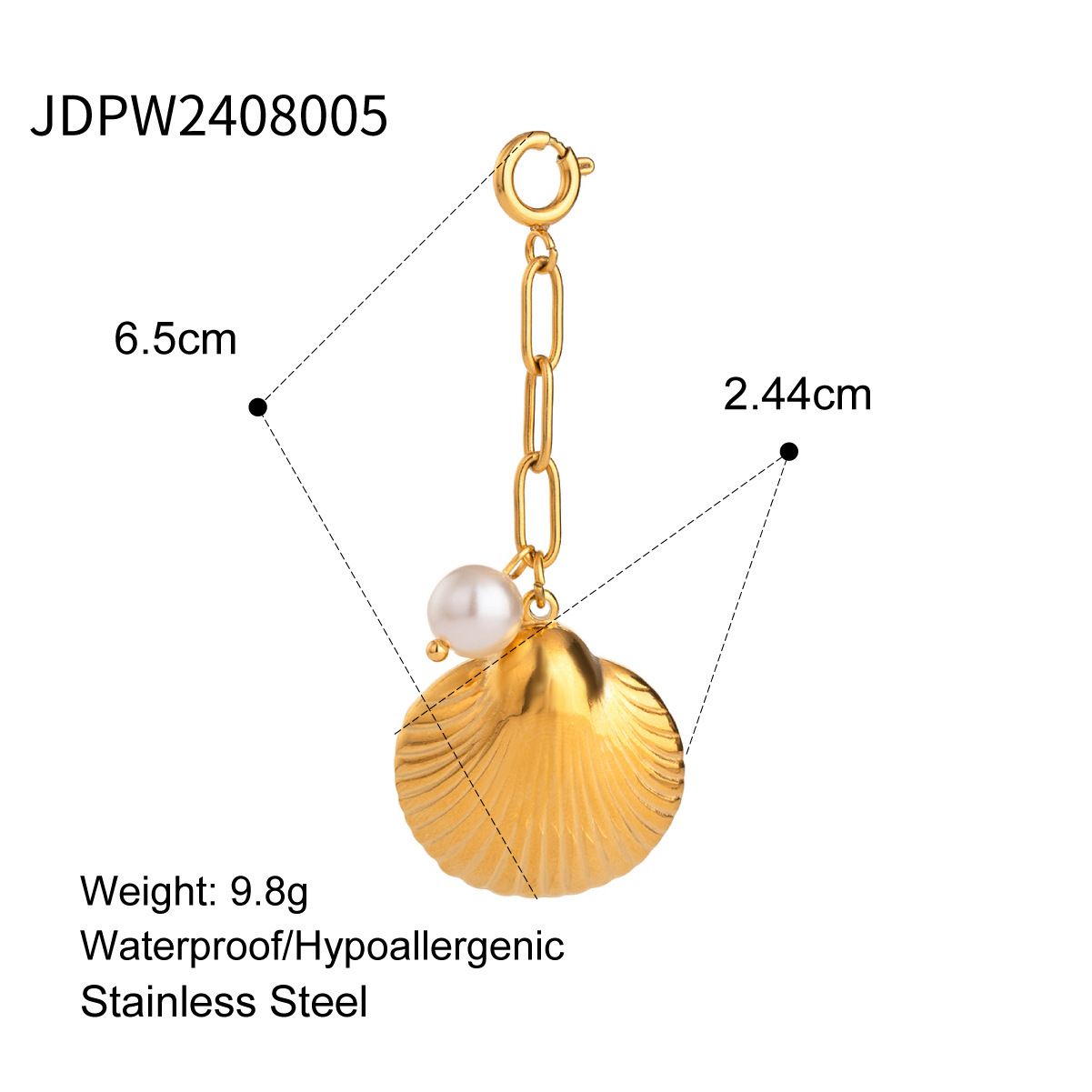 Bikini Vacation Style Stainless Steel Shell Pearl Jewelry DIY Pendant