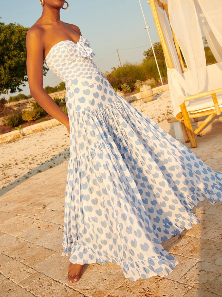 Sling Lace Up Printed One Piece Swimsuit And Beach Skirt