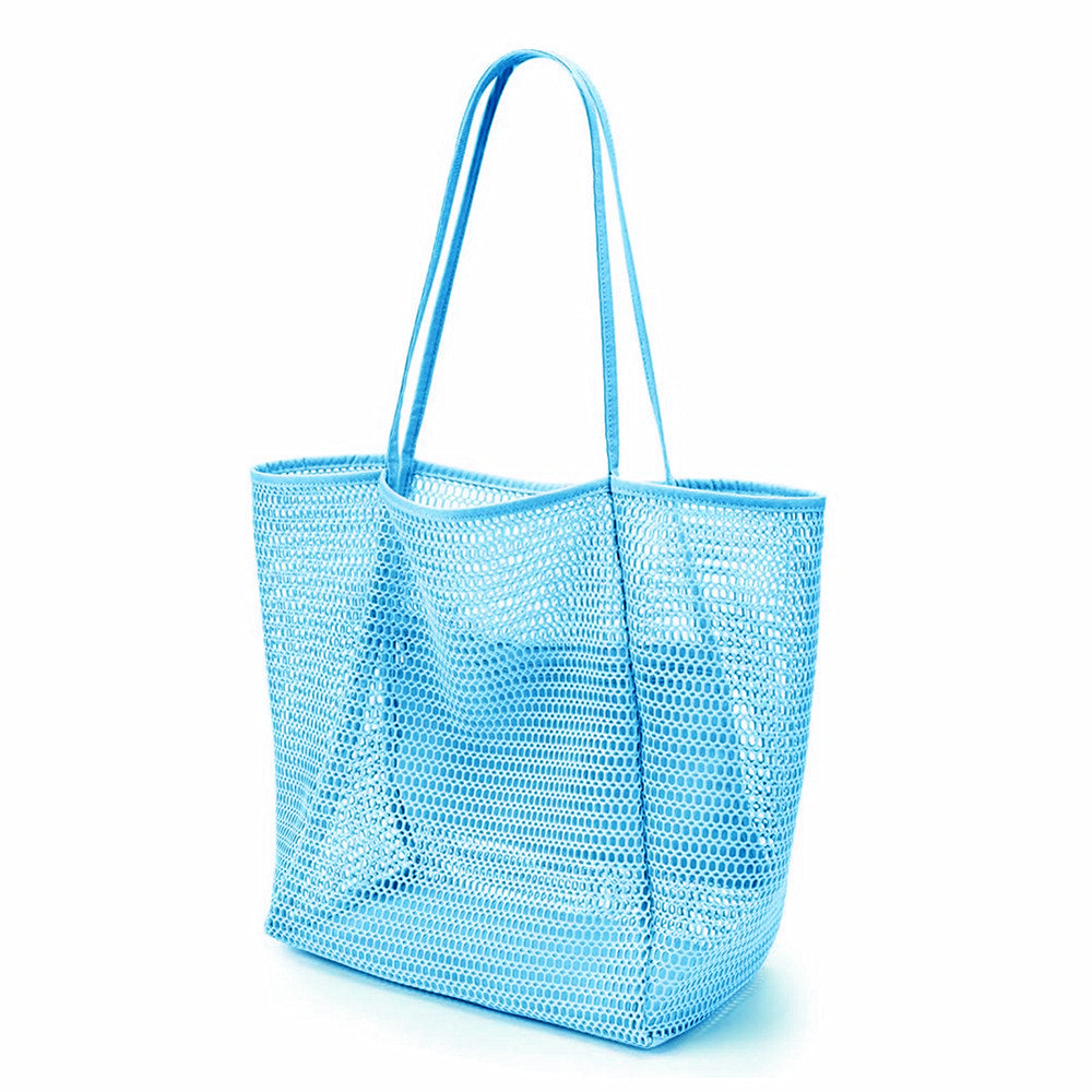 Mesh Beach Tote Bag with Dual Shoulder Straps and Open-Weave Design