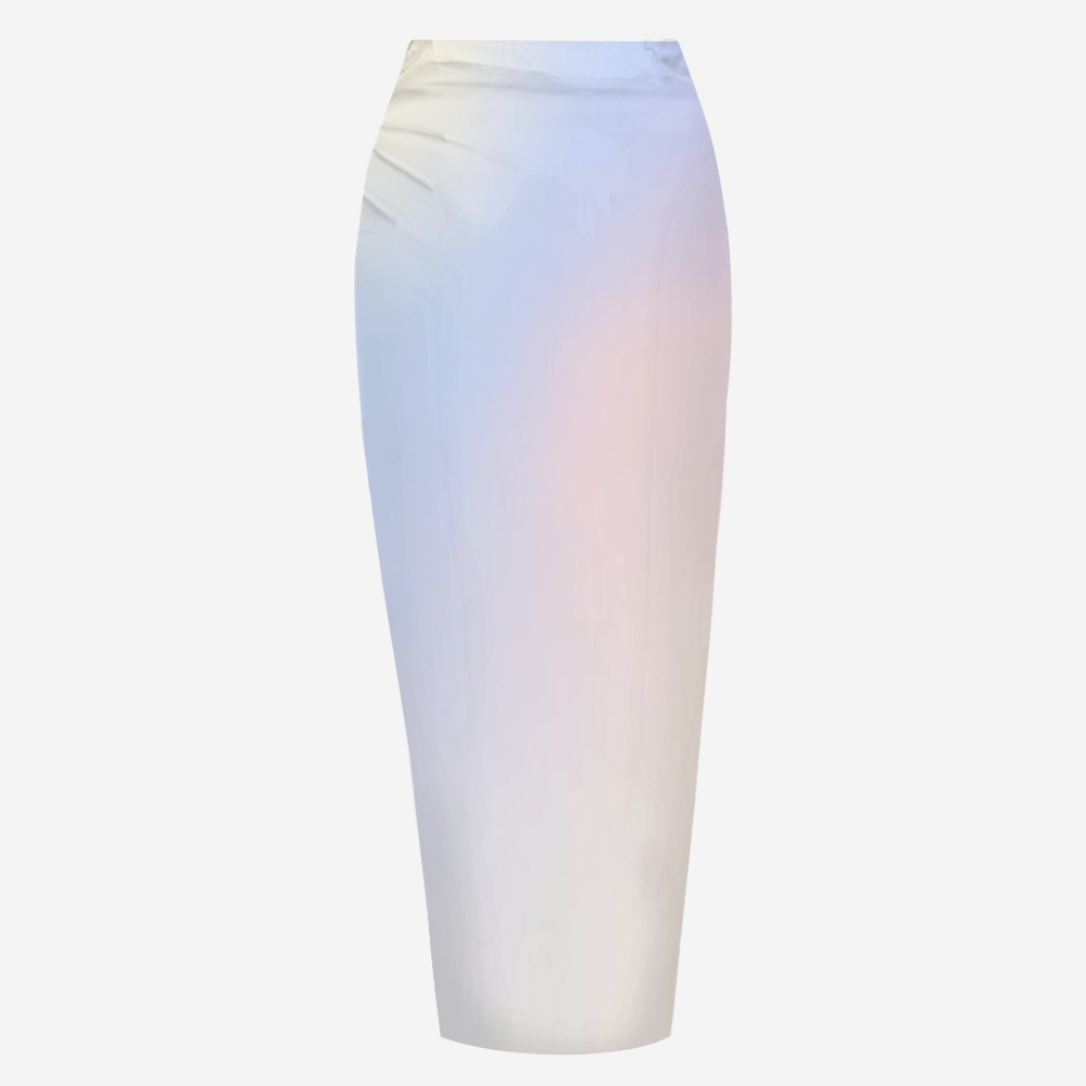 Elegant Gradient Side Knot Detail One-Piece Swimsuit and Sarong Skirt