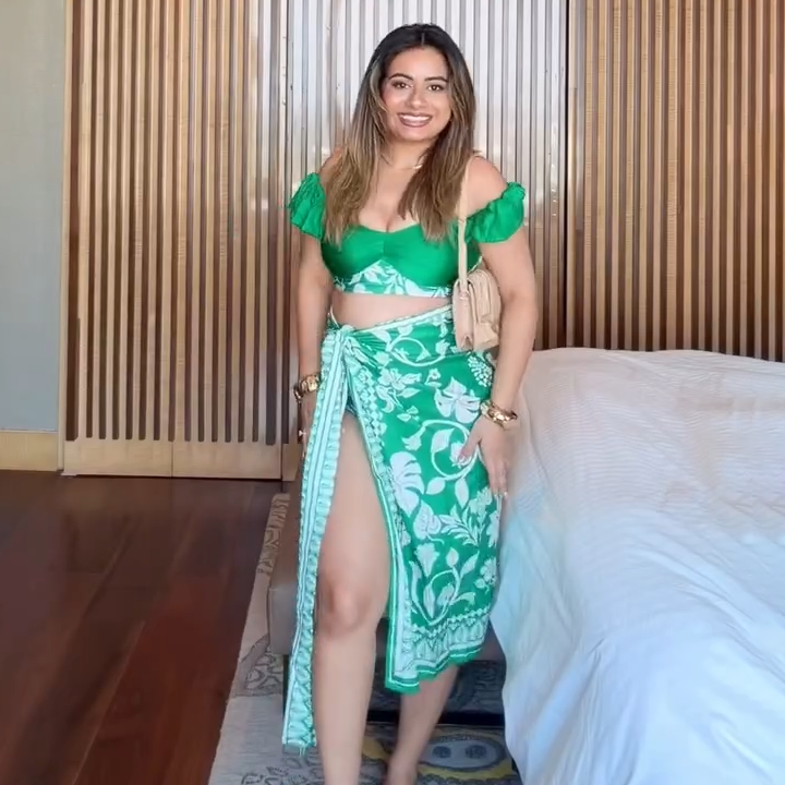 Green Print Bandeau Bikini Set