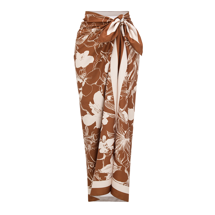 V-neck Brown stripes Print Swimsuit Set(s)