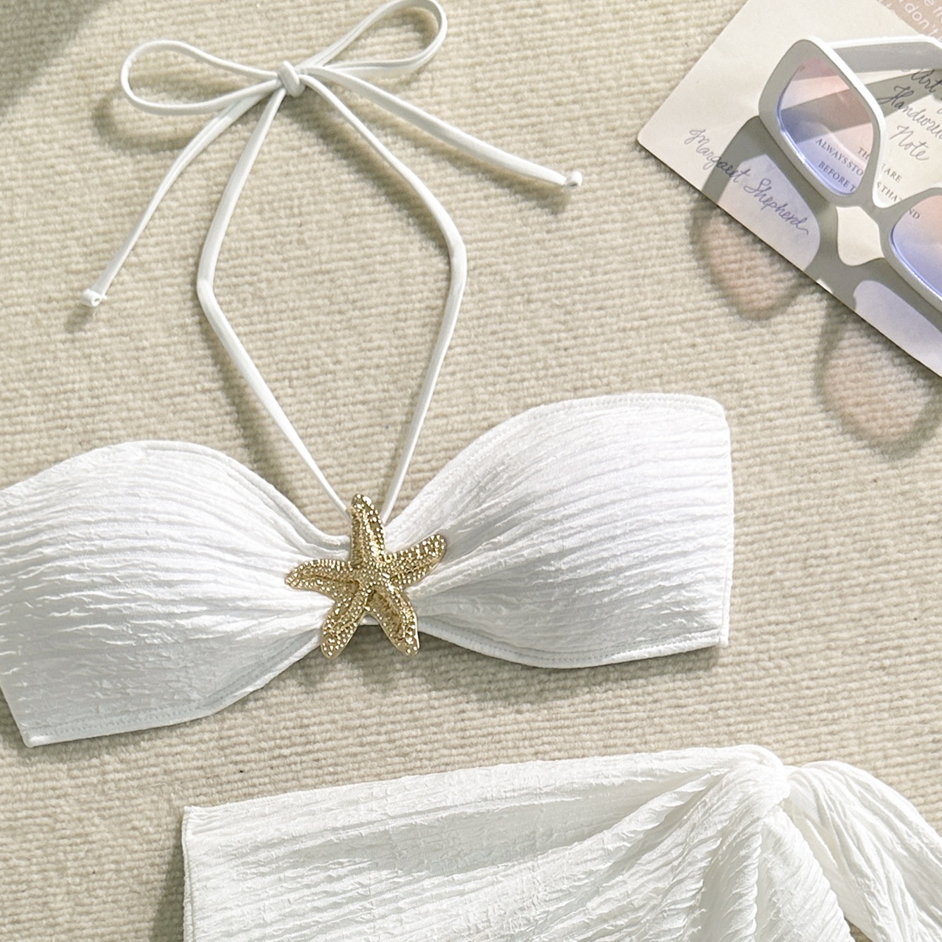Three-piece Bikini Set with Starfish Accent and Wrap Skirt