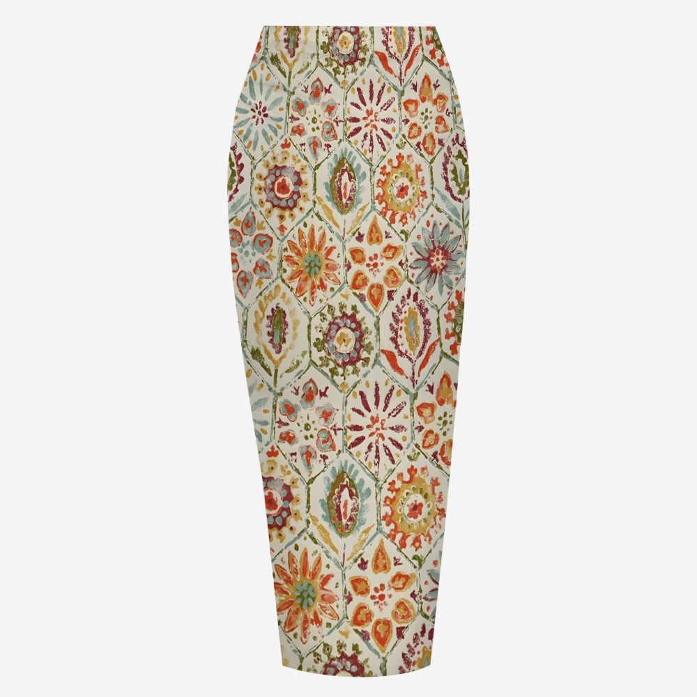 Retro Boho Halter Tie Bikini 3-Piece Set with Matching Sarong Skirt