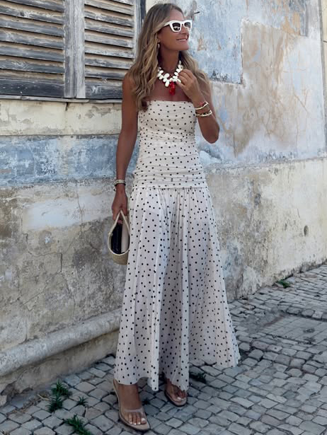 Bandeau Polka Dot Dress