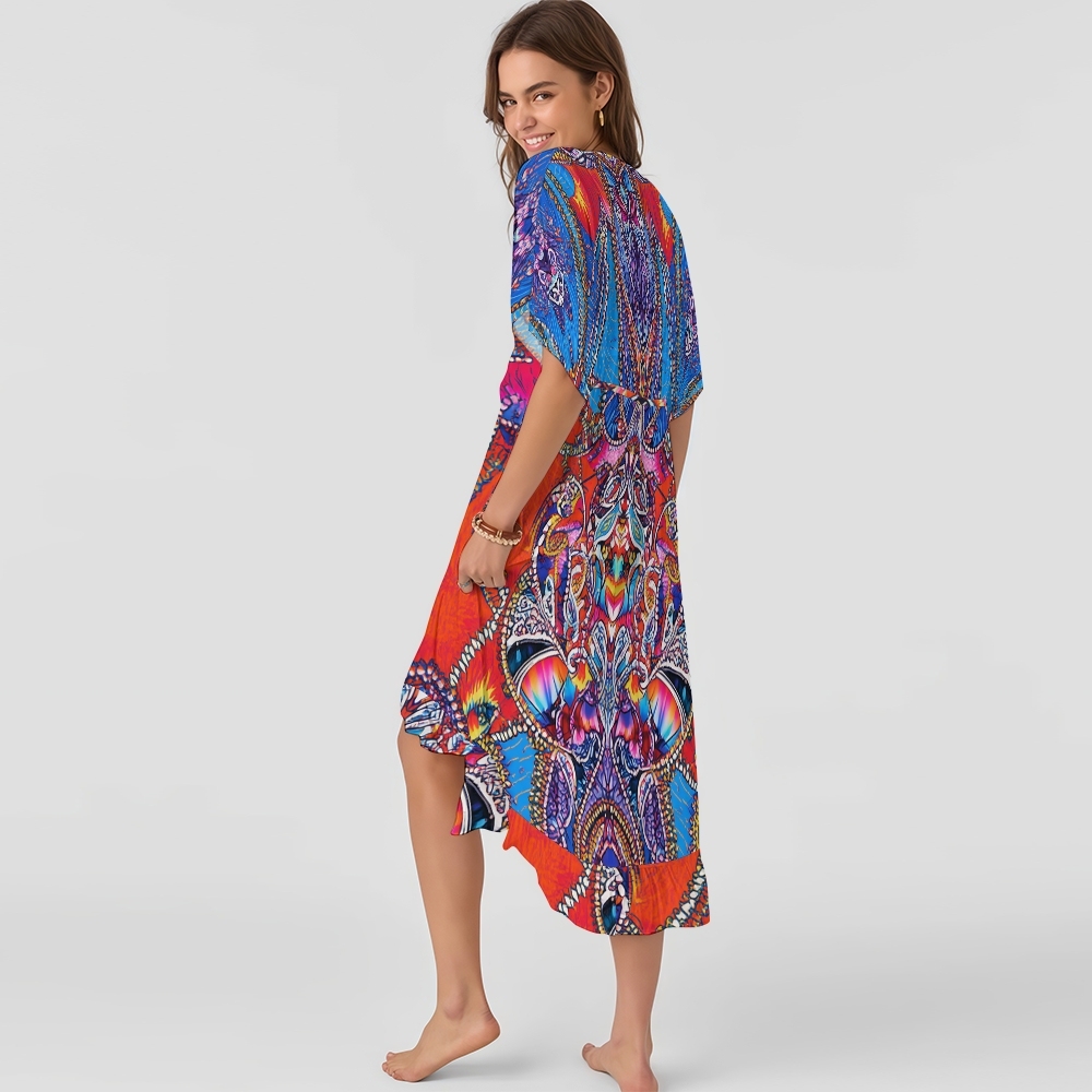 Boho Cutout One-Piece Swimsuit with Matching Tie-Front Cover-Up