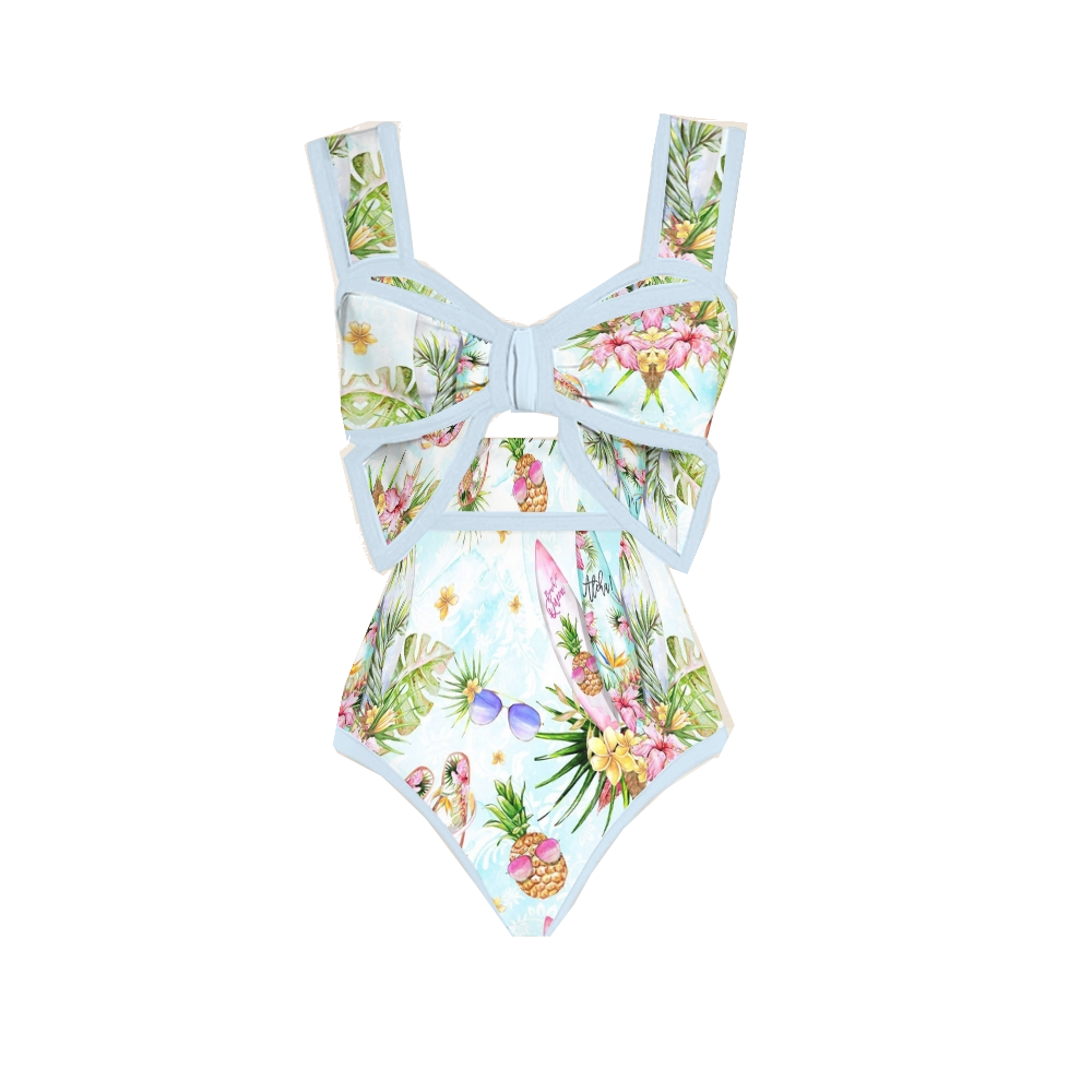 Tropical Island Swimsuit With Front Tie Sarong Set
