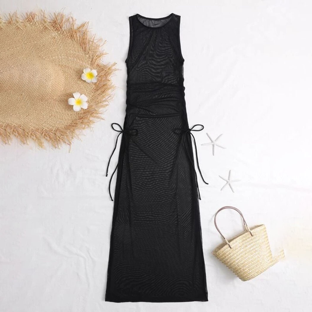 Women's Solid Color Beach Set - Bikini, Cover-Up and Dress 3-Piece