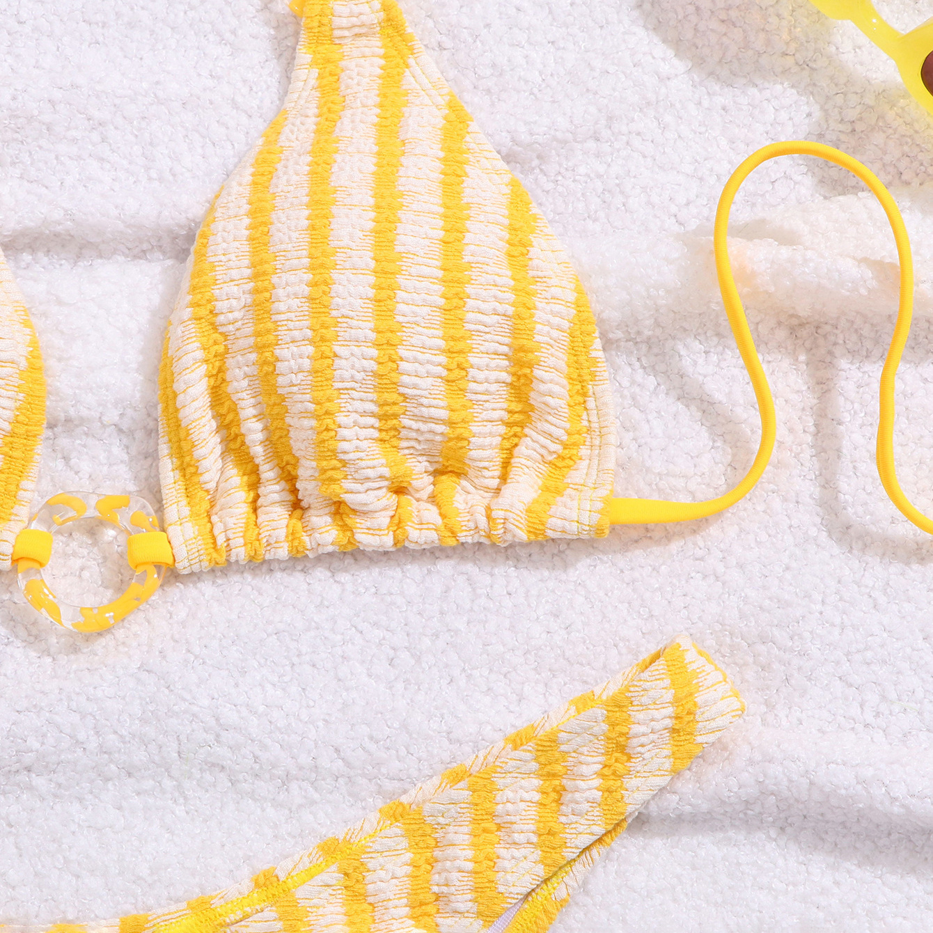 Women's Striped Color-Block 3-Piece Set Two-Piece Swimsuit with Skirt