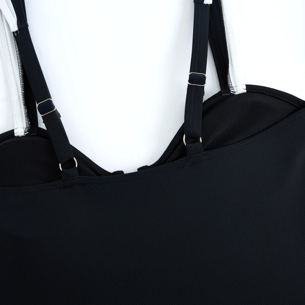 Women's Bestselling Sexy Black and White Color-Block One-Piece Swimsuit