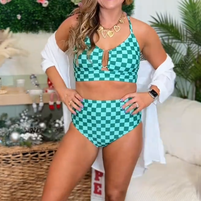 Green Checkered Bikini