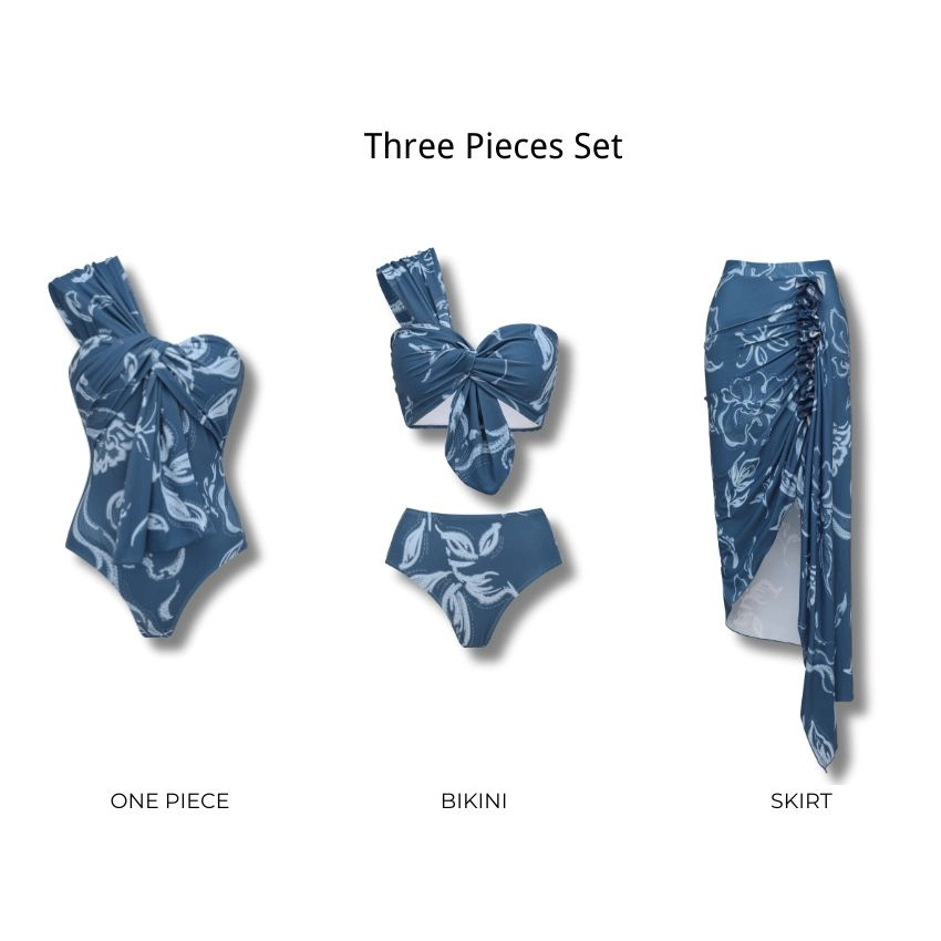 One Shoulder Printed Swimsuit Set