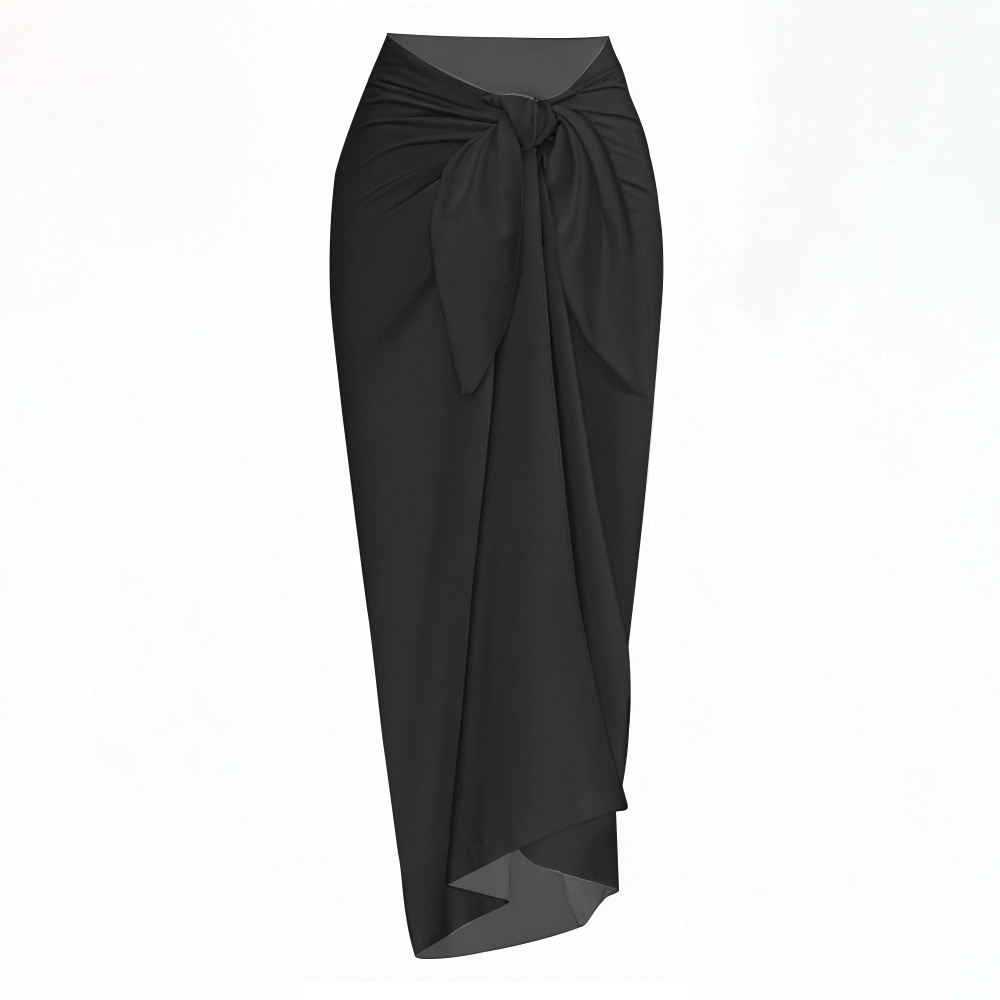 Women's High Waist Sarong Skirt with Front Knot and Asymmetrical Hem
