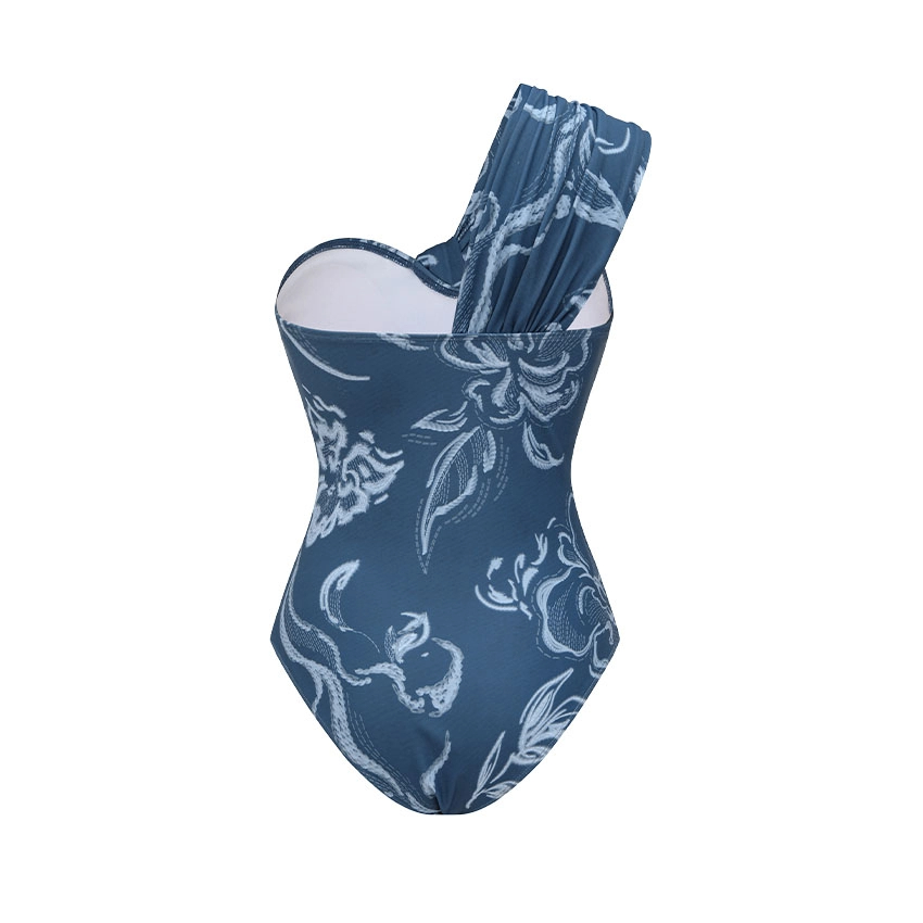 Retro Baroque Floral Vine Twist Asymmetrical Skirt Swimsuit