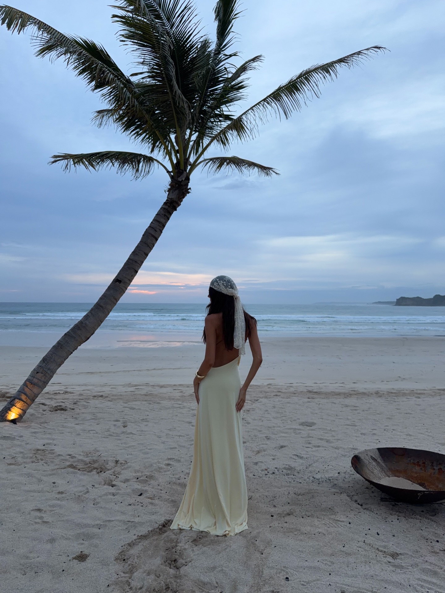 Cream Yellow Halter Twist Cutout One-Piece Dress