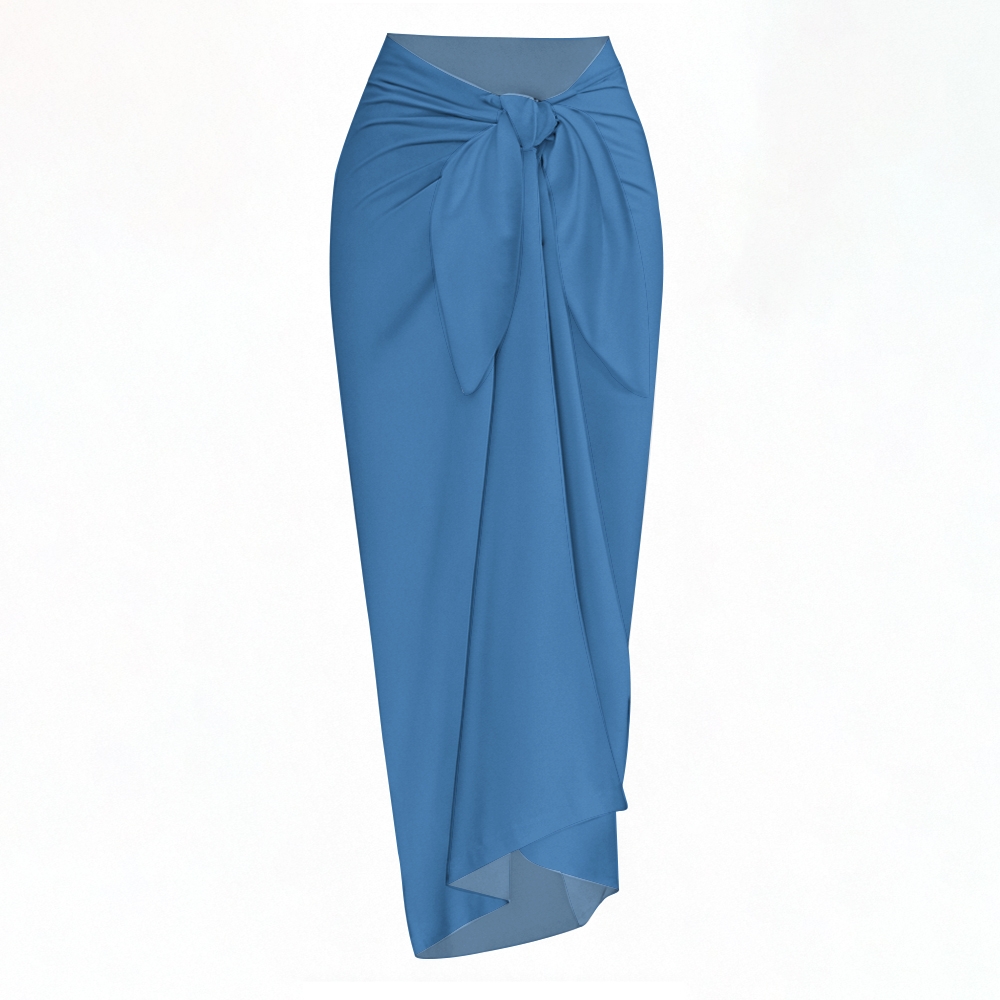 Women's High Waist Sarong Skirt with Front Knot and Asymmetrical Hem
