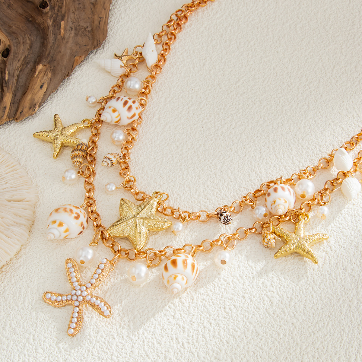 Ocean Style Layered Gold Waist Chain Shell and Starfish Pendant Summer Beach Jewelry for Women