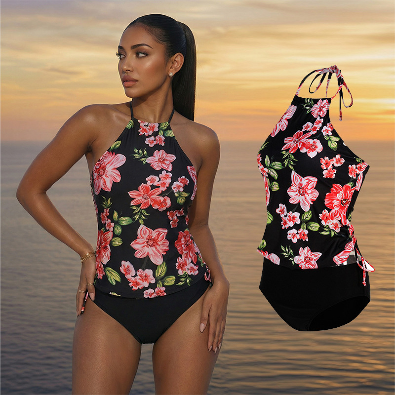 Tropical Print Tankini 2-Piece Set