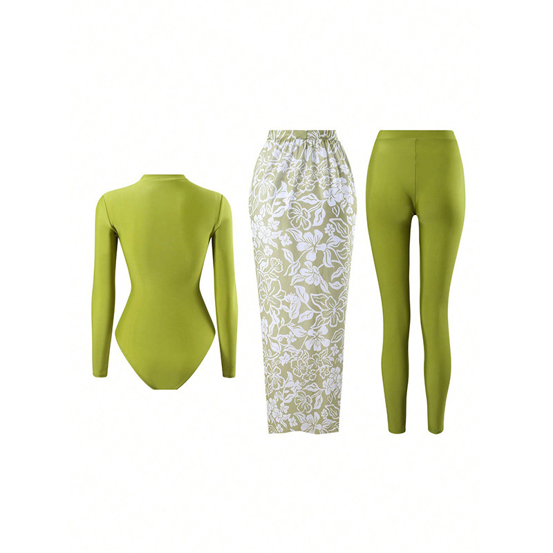 Women's Long Sleeve Sun Protective Swimsuit Set with Pants