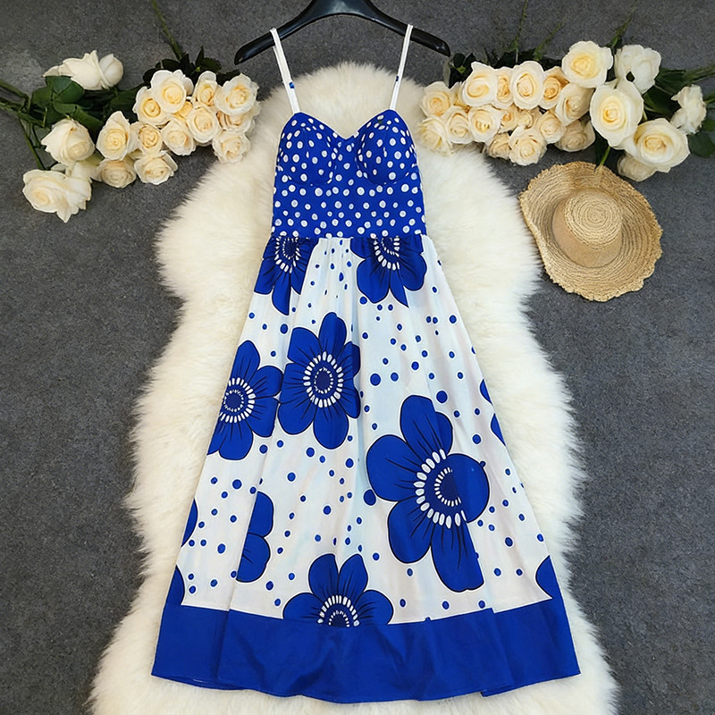 Printed Spaghetti Casual Dress