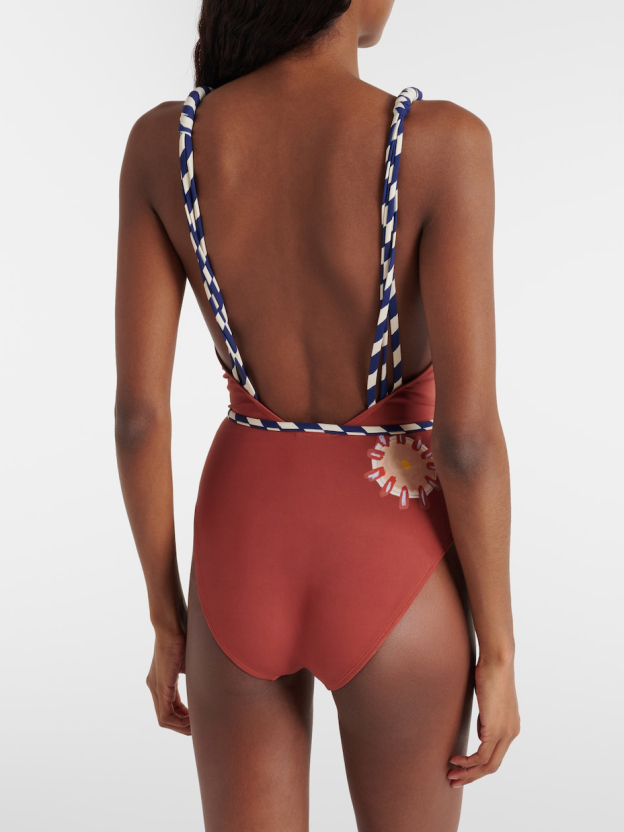 Soleil D'Amour printed swimsuit and Swim skirt
