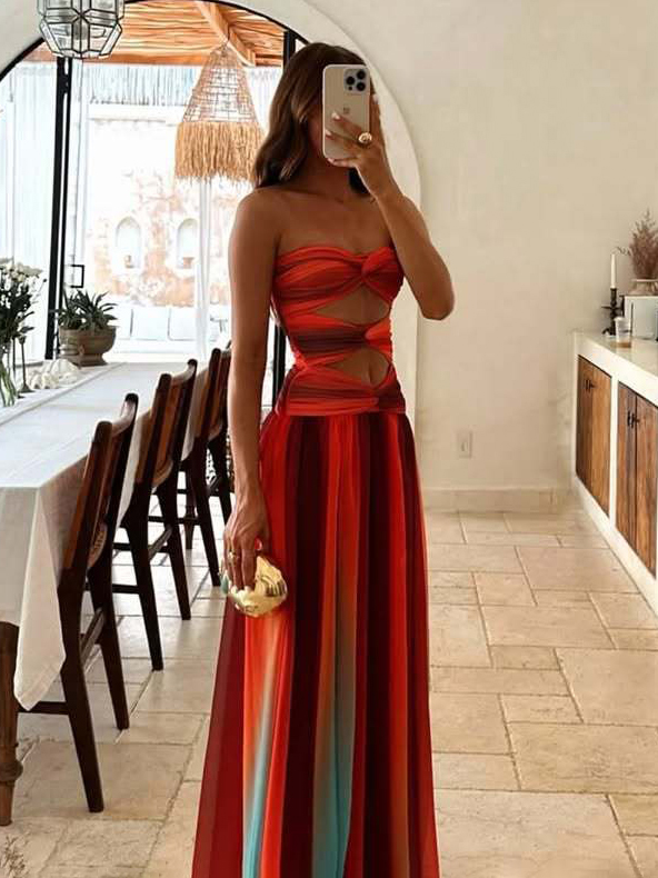 Printed Off-Shoulder Maxi Dress