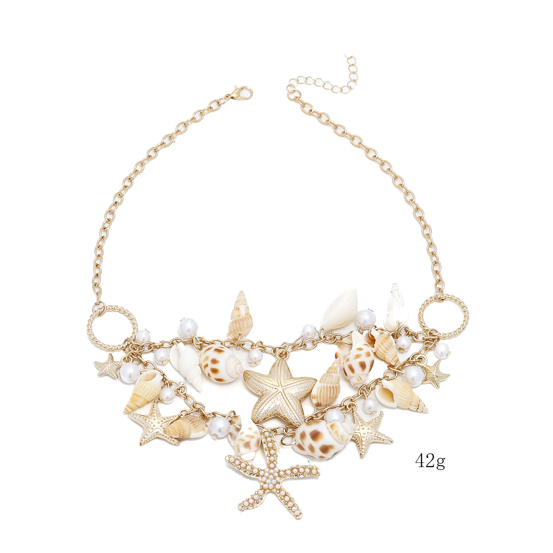 Ocean Style Shell Starfish Pearl Pendant Beach Jewelry