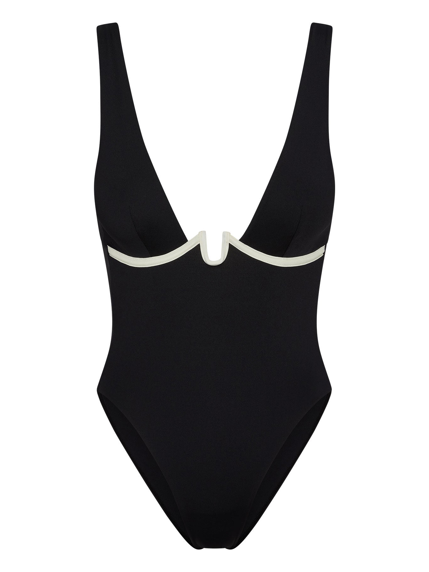 Black & White Color Block Back Tie Swimsuit